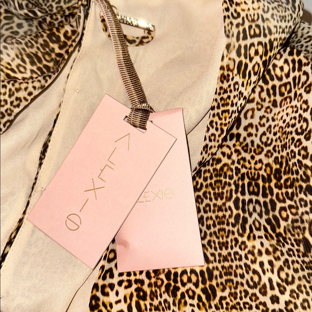 ALEXIS Intermix *Dula* leopard animal print boho sheath dress w fringe belt XS - Picture 9 of 9